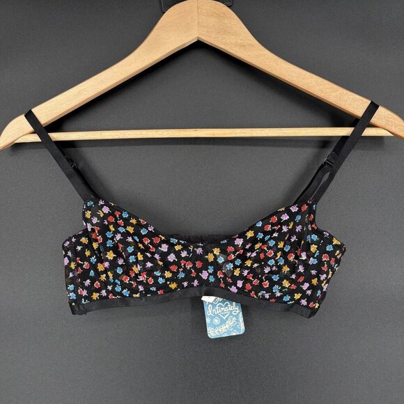 NWT Intimately Free People Black Floral Sheer Bralette Size 32B Black Ditsy - Picture 2 of 5